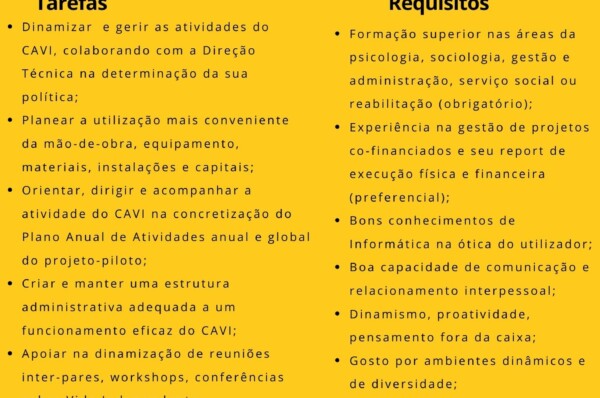 Centro de Vida Independente encontra-se a recrutar Técnico/A de CAVI