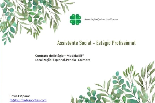 Associação Quinta das Pontes encontra-se a recrutar Assistente Social