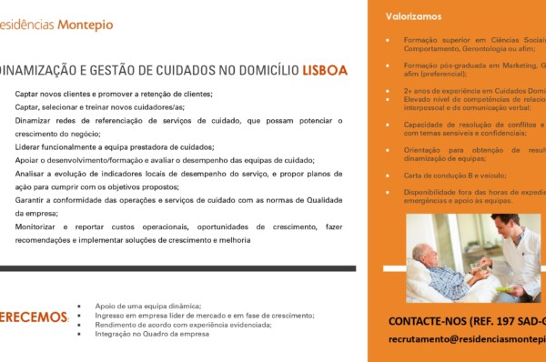 Residências Montepio encontra-se a recrutar Gestor de Clientes de Sad