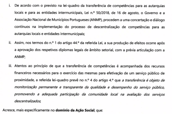 Acordo Setorial de Compromisso entre o Governo e a Associação Nacional de Municípios Portugueses (Descentralização do domínio da Ação Social)