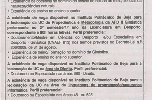 Instituto Politécnico de Beja encontra-se a recrutar Docente na área do Serviço Social
