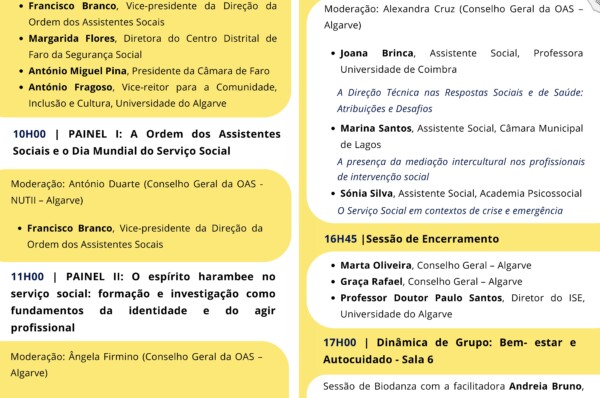 Jornada Comemorativa do Dia Mundial do Serviço Social Co-construir o Bem-Estar Social e Profissional dos Assistentes Sociais – 20 de março